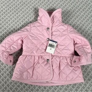Ralph Lauren Polo Pink Quilted Puffer Jacket with High Collar 6M